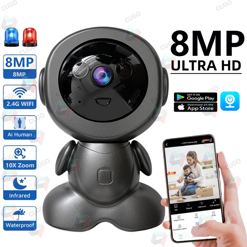 Baby Nursery Camera - Kamera robota monitorującego 8MP WiFi, obrotowa