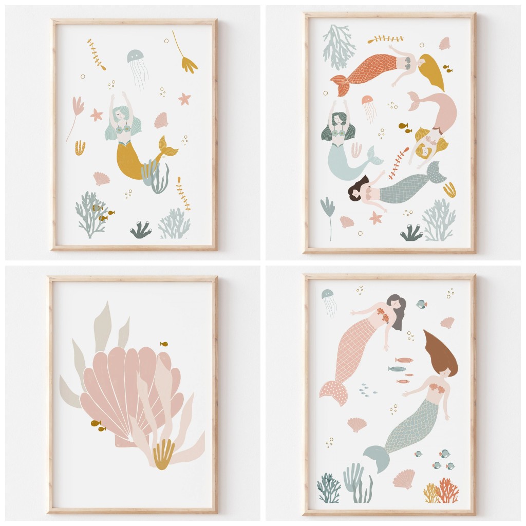 Baby Nursery Ocean Theme - 1 szt. bezramowy obraz na płótnie