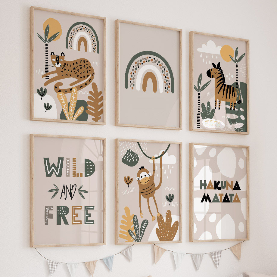 Baby Nursery Jungle - Obraz na płótnie do pokoju dziecięcego