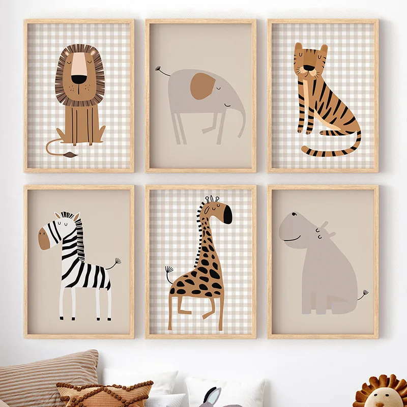 Baby Nursery Jungle - (Bez ramy) Lew Tygrys Słoń Żyrafa