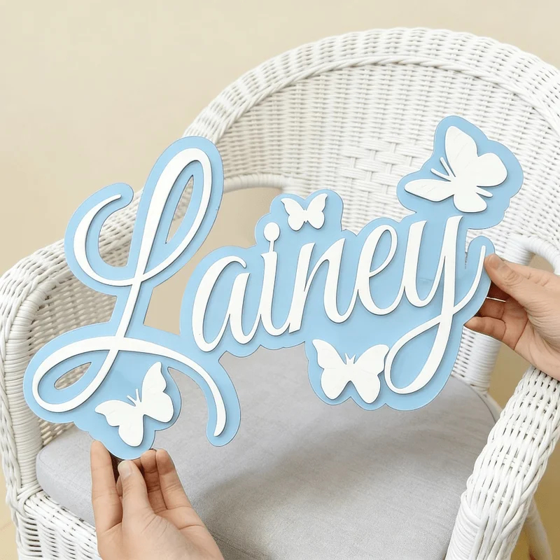 Baby Nursery - Spersonalizowana tabliczka z imieniem dziecka, niebieski
