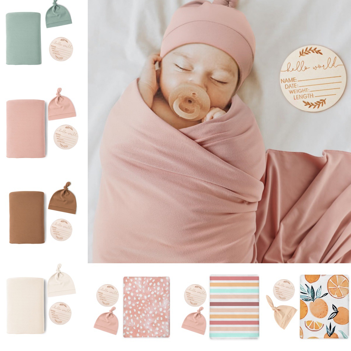 Baby Nursery Sets - Kocyk dla noworodka z pasującą opaską
