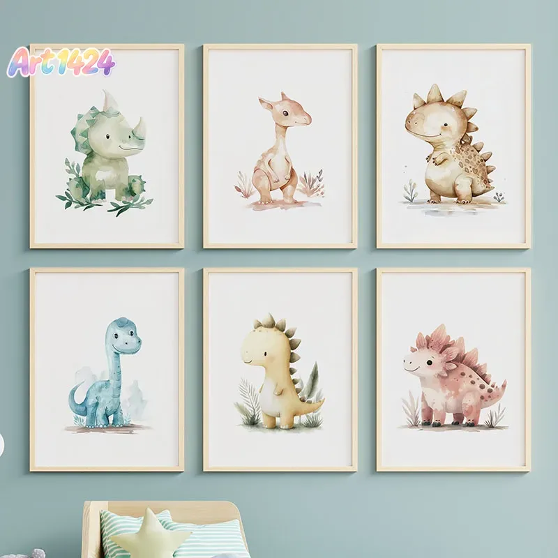 Baby Nursery Jungle - Kreskówkowy Dinozaur w Dżungli Kawaii Dino