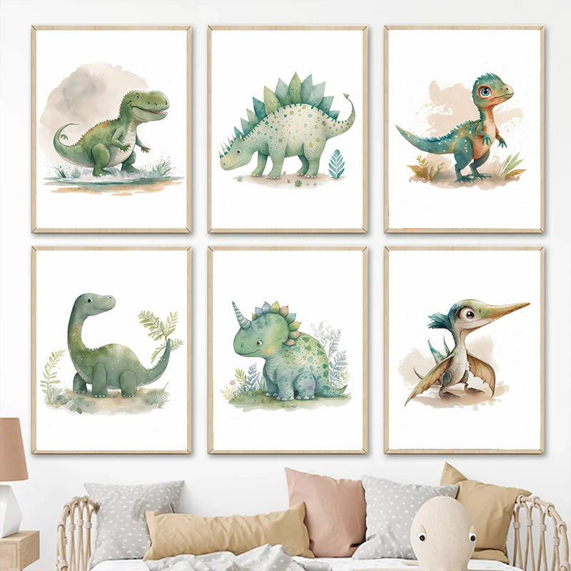 Baby Nursery Jungle - Plakat do pokoju dziecięcego z dinozaurami