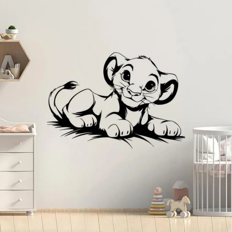 Baby Nursery Set Furniture - Naklejka ścienna z lwem z kreskówki,