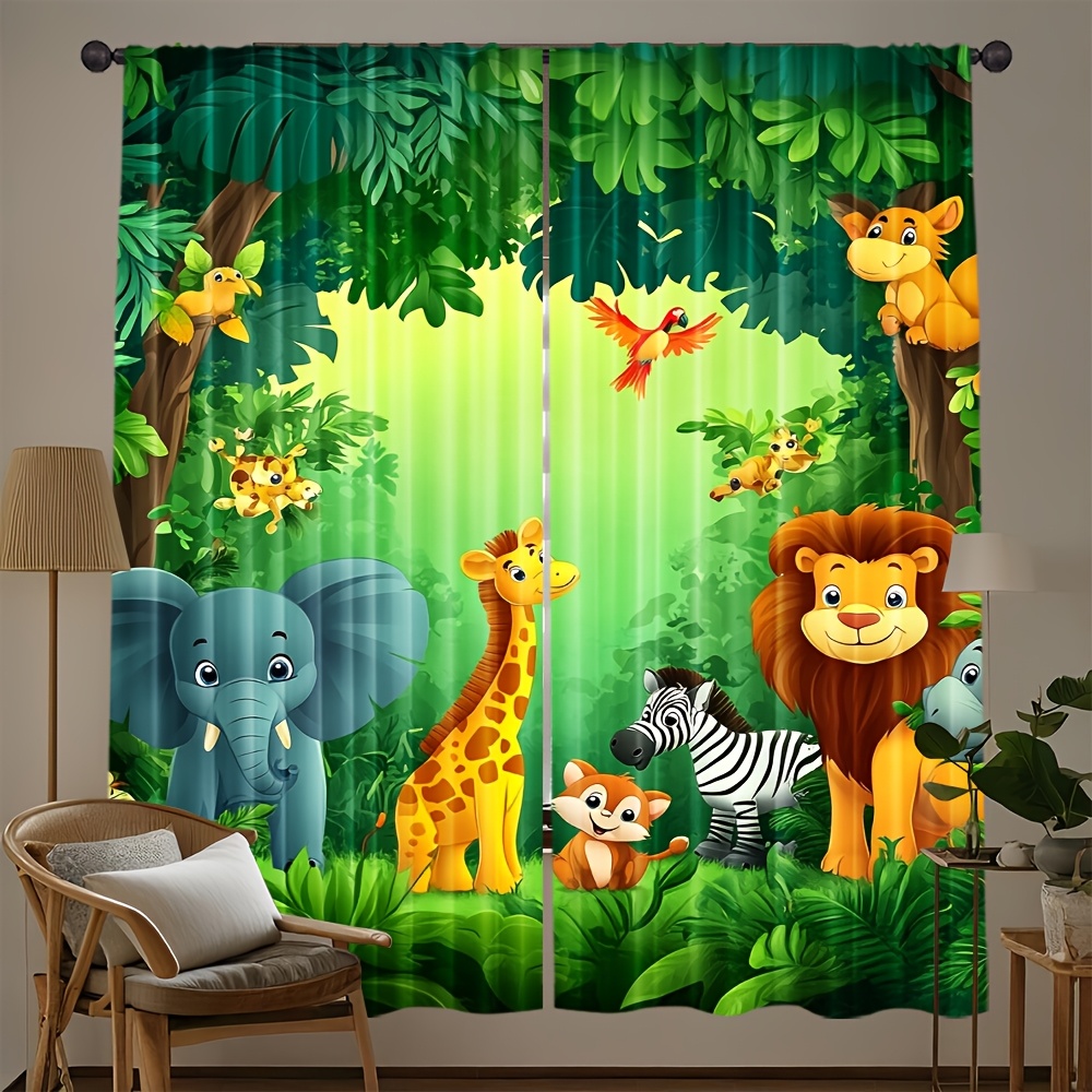 Baby Nursery Jungle - 2 szt. Zasłony z motywem kreskówkowych