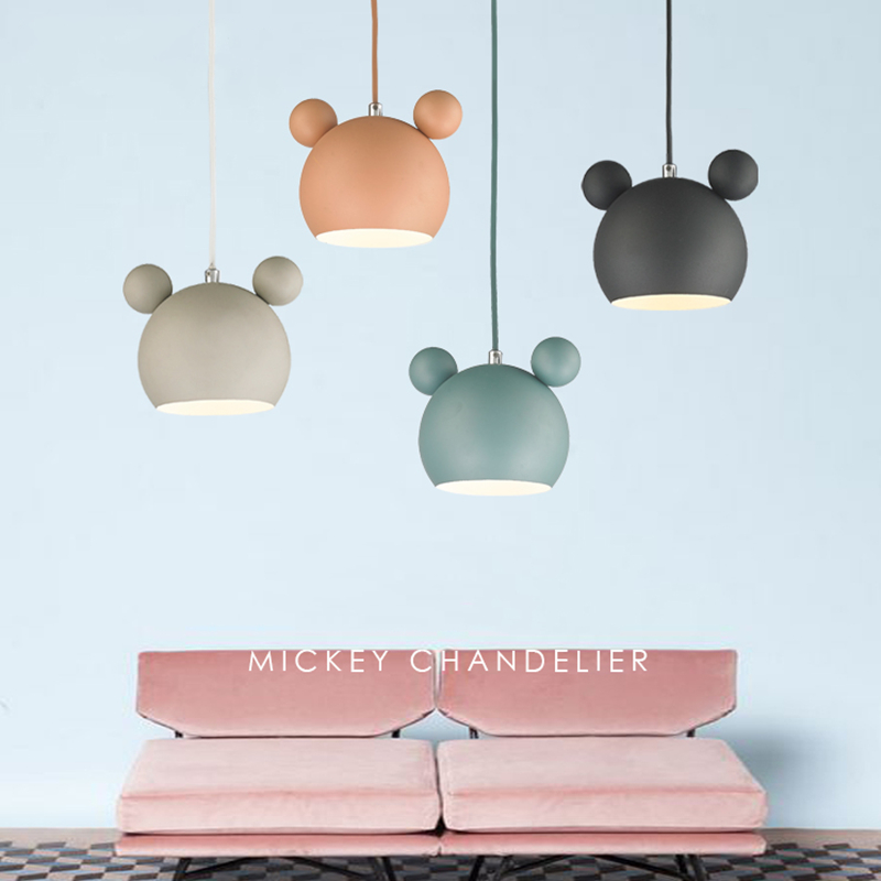 Baby Nursery Lamp - Nowoczesne lampy wiszące Mickey Kolorowe żelazne