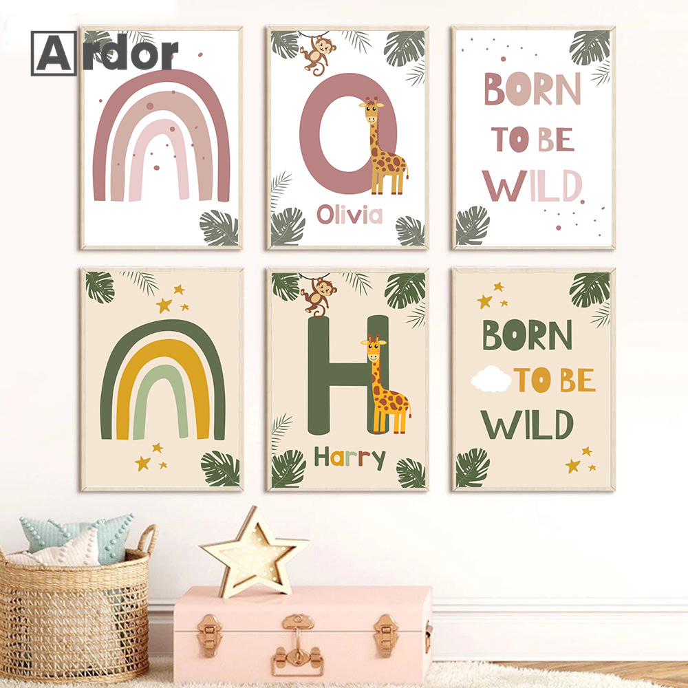 Baby Nursery Jungle - Plakaty ze zwierzętami z nordyckiej dżungli,
