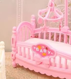 Baby Nursery Set Furniture - 1:12 Miniaturowe łóżeczko dla lalek, kołyska,