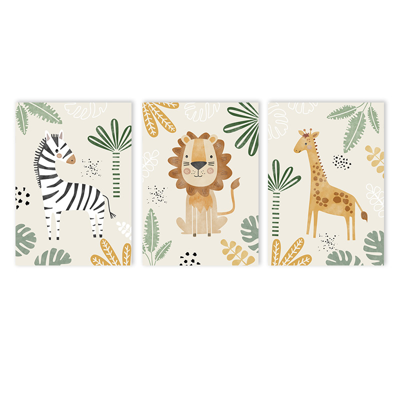 Baby Nursery Jungle - Bez ramy, 3 sztuki - Uroczy