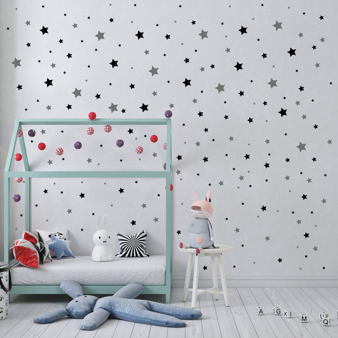 Cartoon 65Pcs Star Wall Sticke – Baby Nursery Set Furniture recenzja i cena