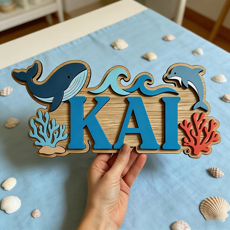 Drewniany znak z imieniem na z – Baby Nursery Ocean Theme recenzja i cena