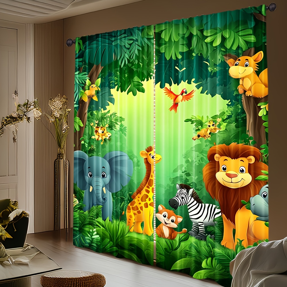 2 szt. Zasłony z motywem kresk – Baby Nursery Jungle recenzja i cena