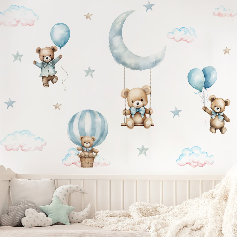 Akwarela Niedźwiedź Balon na g – Baby Nursery Set Furniture recenzja i cena