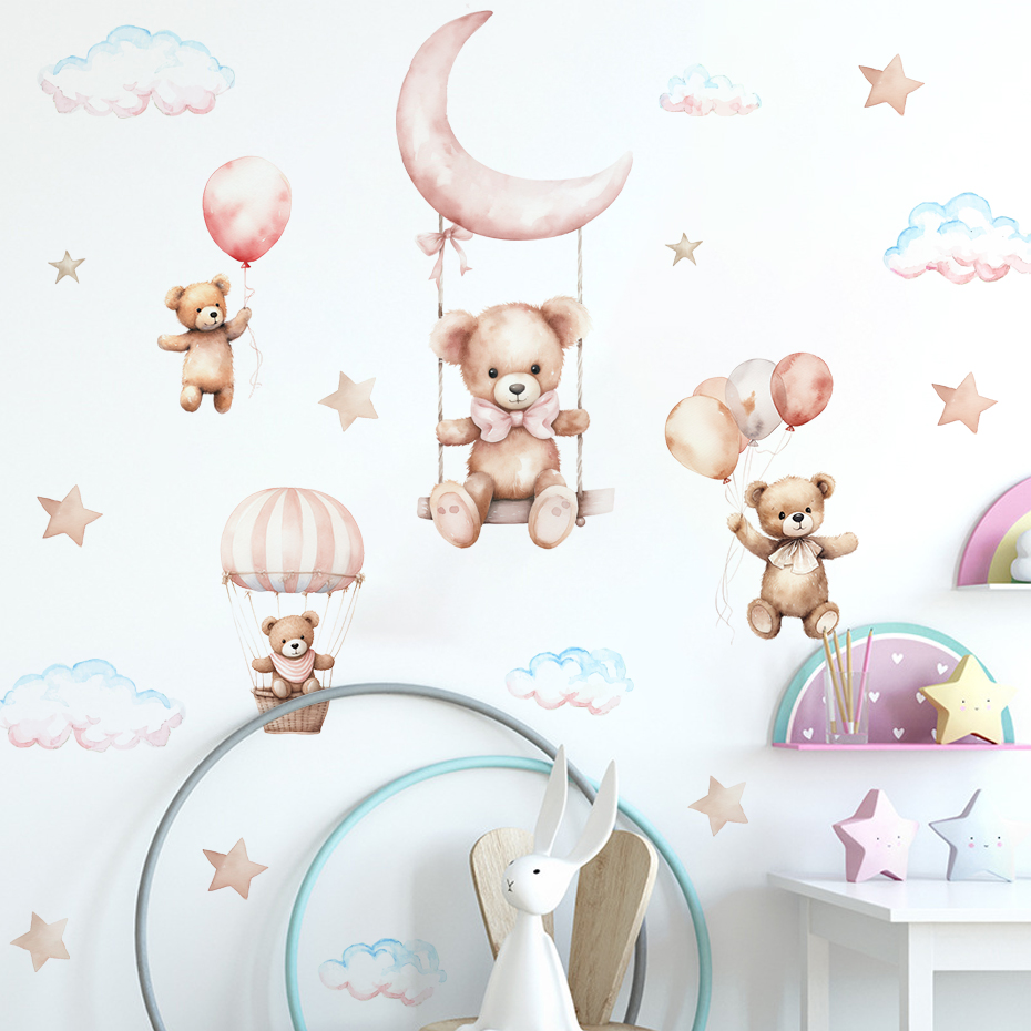 Akwarela Niedźwiedź Balon na g – Baby Nursery Set Furniture recenzja i cena